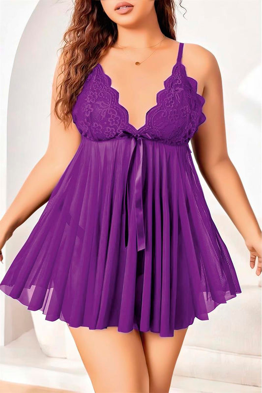 Akbeniz Women's Plus Size Fantasy Nightgown in Purple B2000