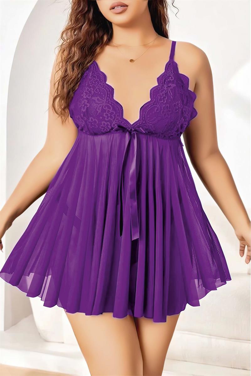 Akbeniz Women's Plus Size Fantasy Nightgown in Purple B2000